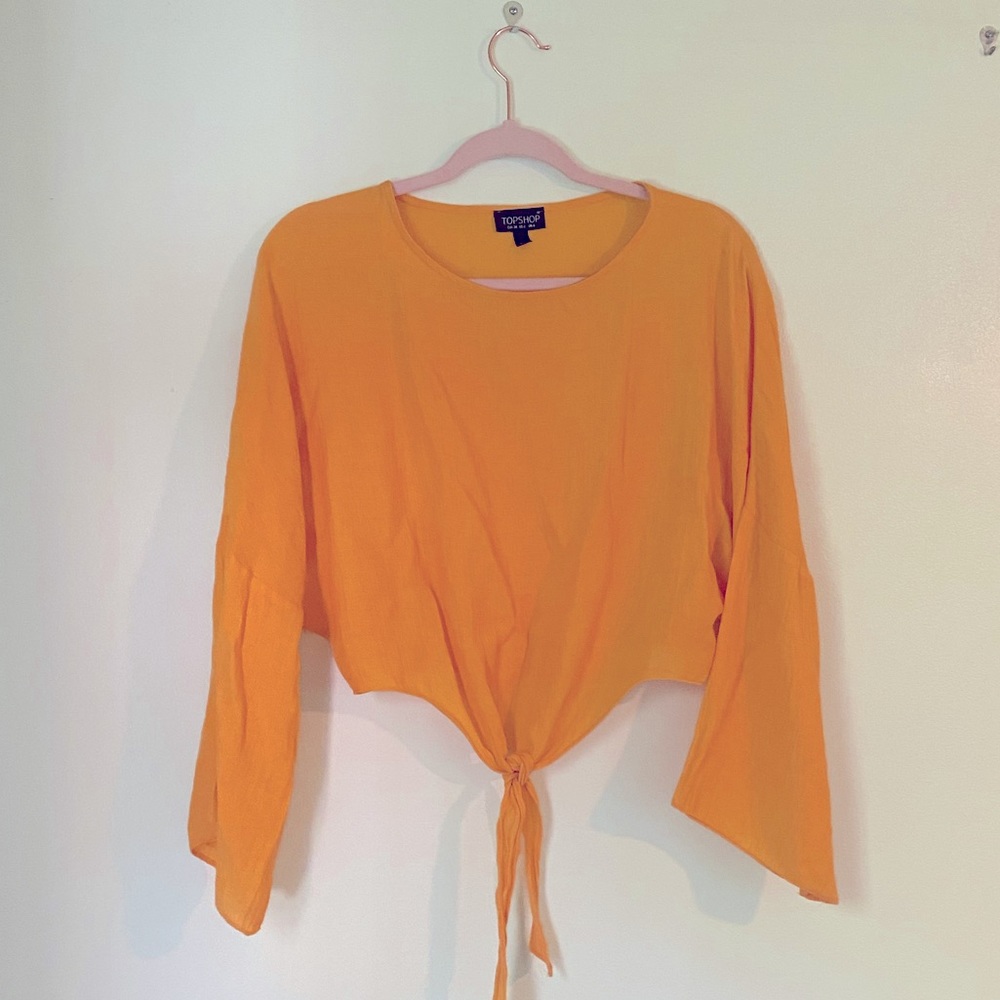 Top shop Mustard Yellow Flowy Sleeve Top